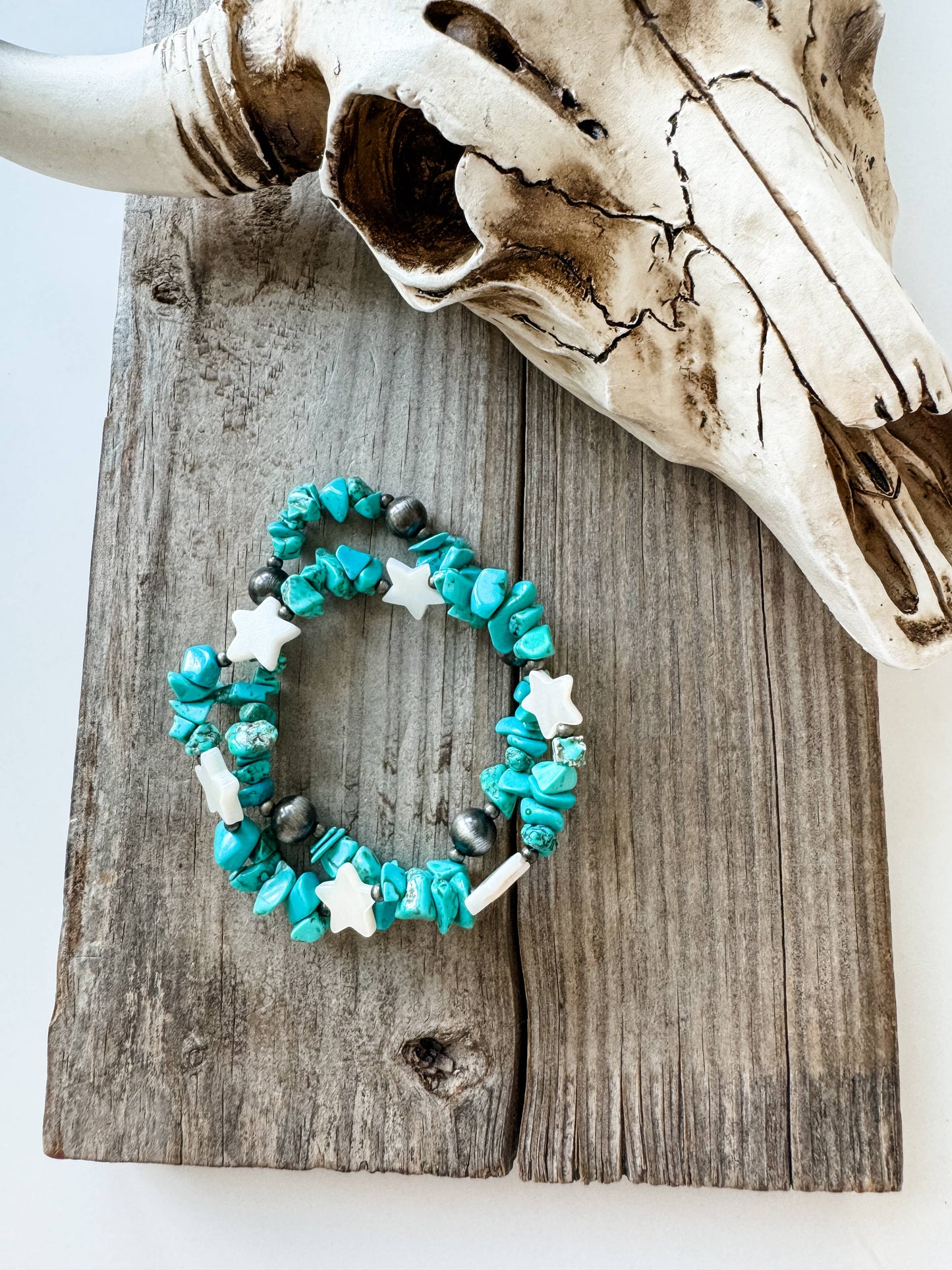 Turquoise Star Stretch Stackable Bracelet Set