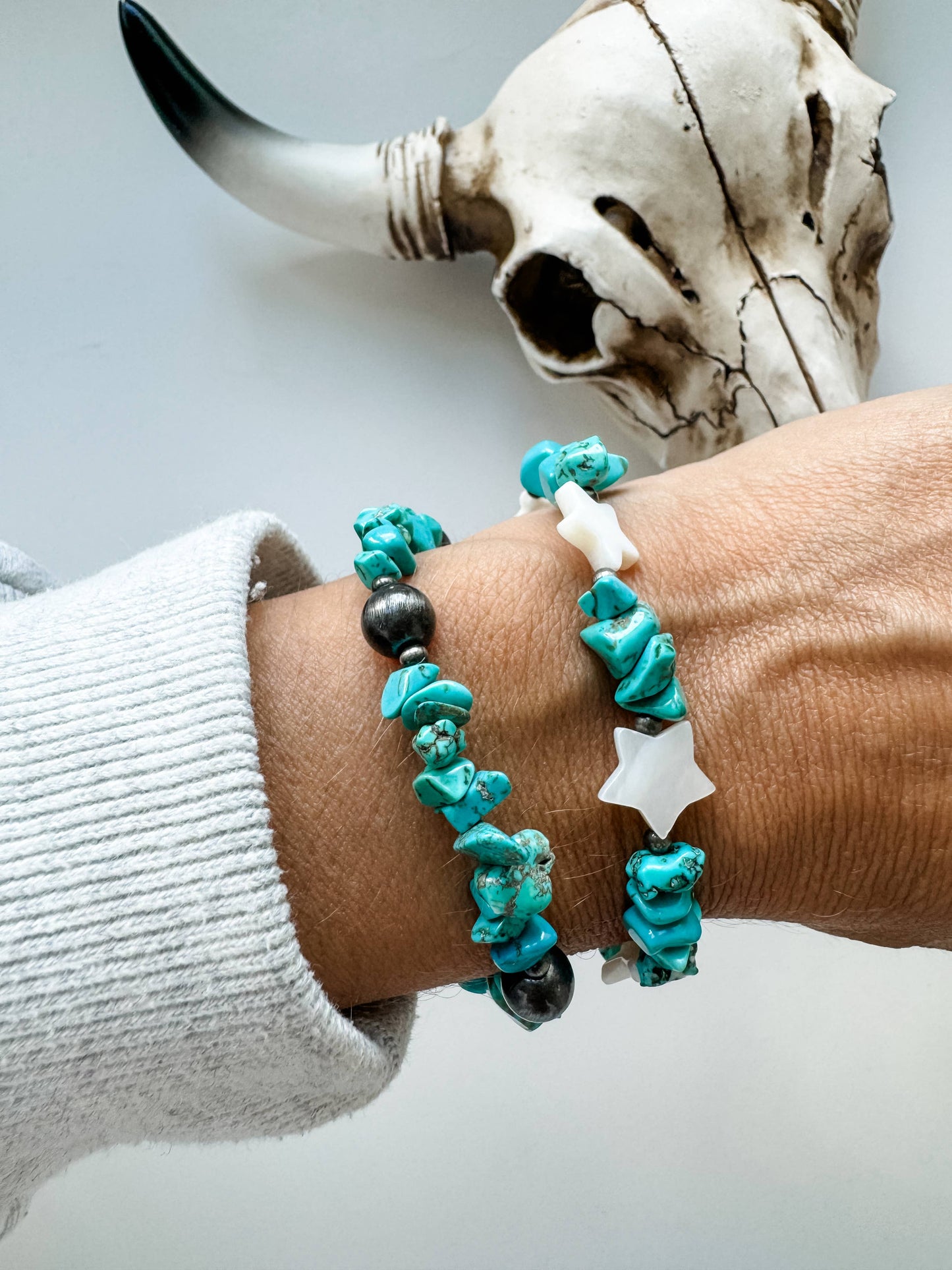 Turquoise Star Stretch Stackable Bracelet Set