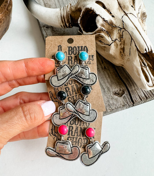 Western Cowboy Hat Post Earrings