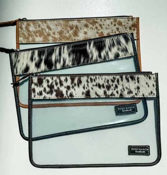 Cowhide Clear Toiletry Makeup Bag