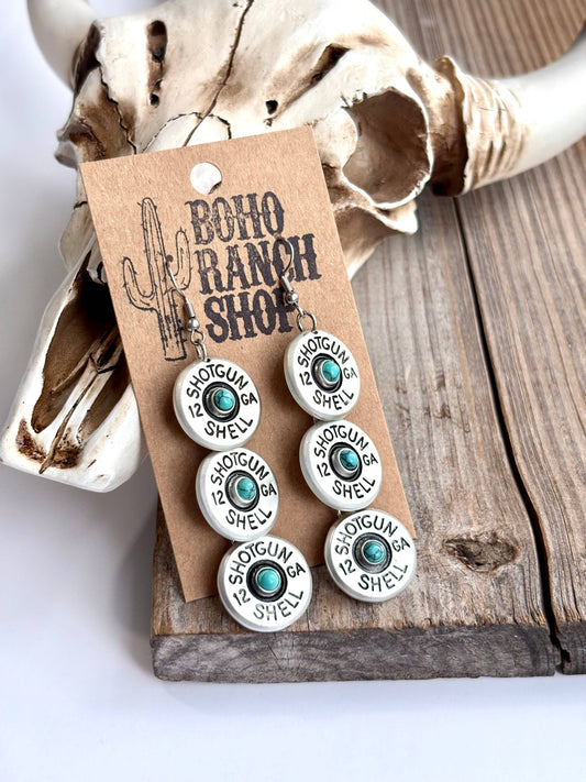 3 Tier Shell Stone Drop Dangle Earrings