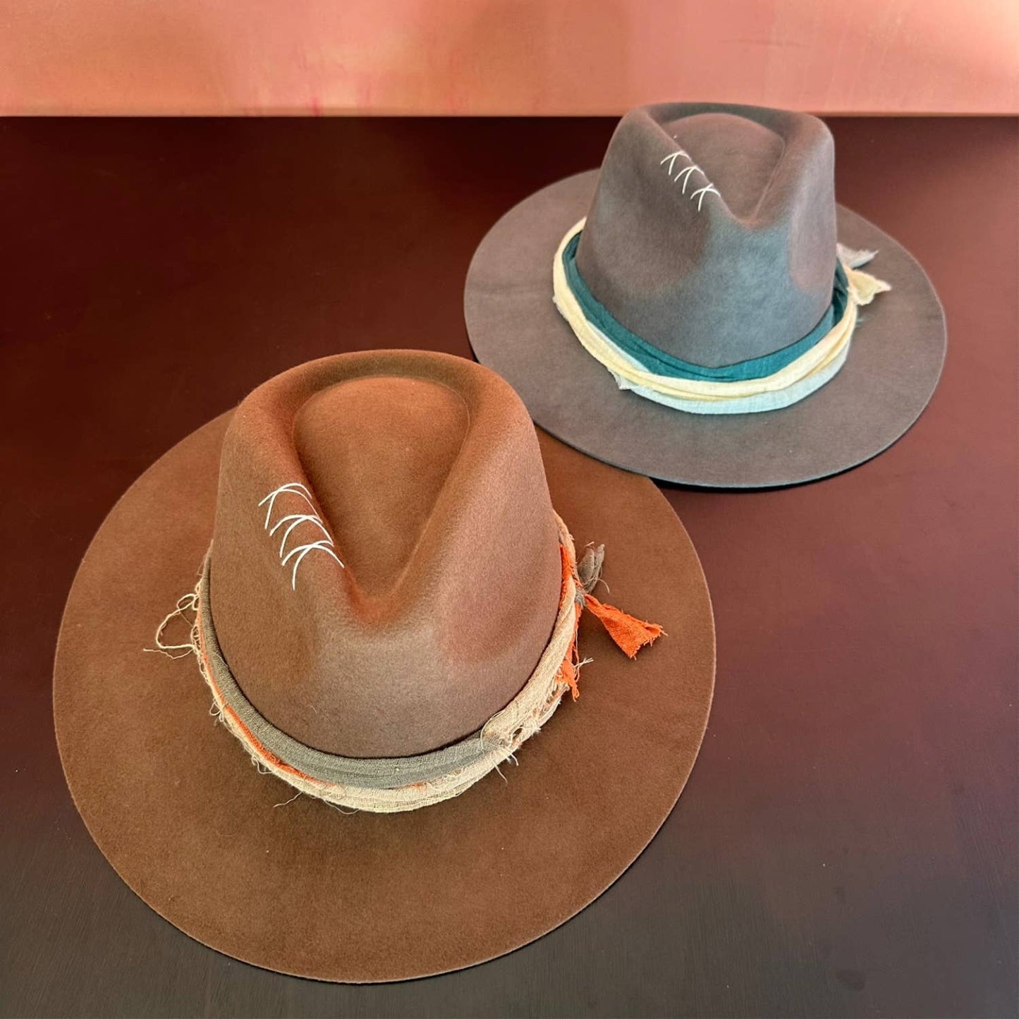 Wool Rancher Hat layered ribbon artisanal