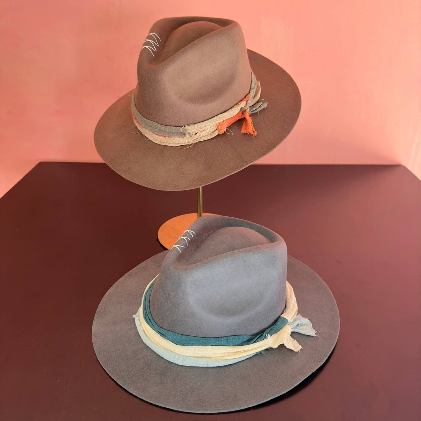 Wool Rancher Hat layered ribbon artisanal