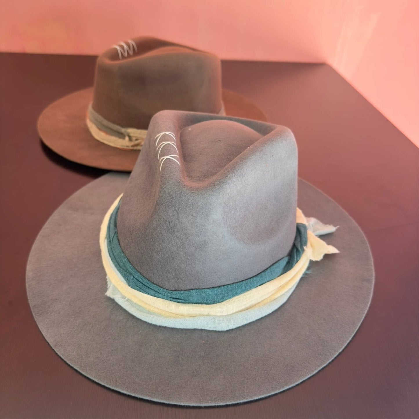 Wool Rancher Hat layered ribbon artisanal