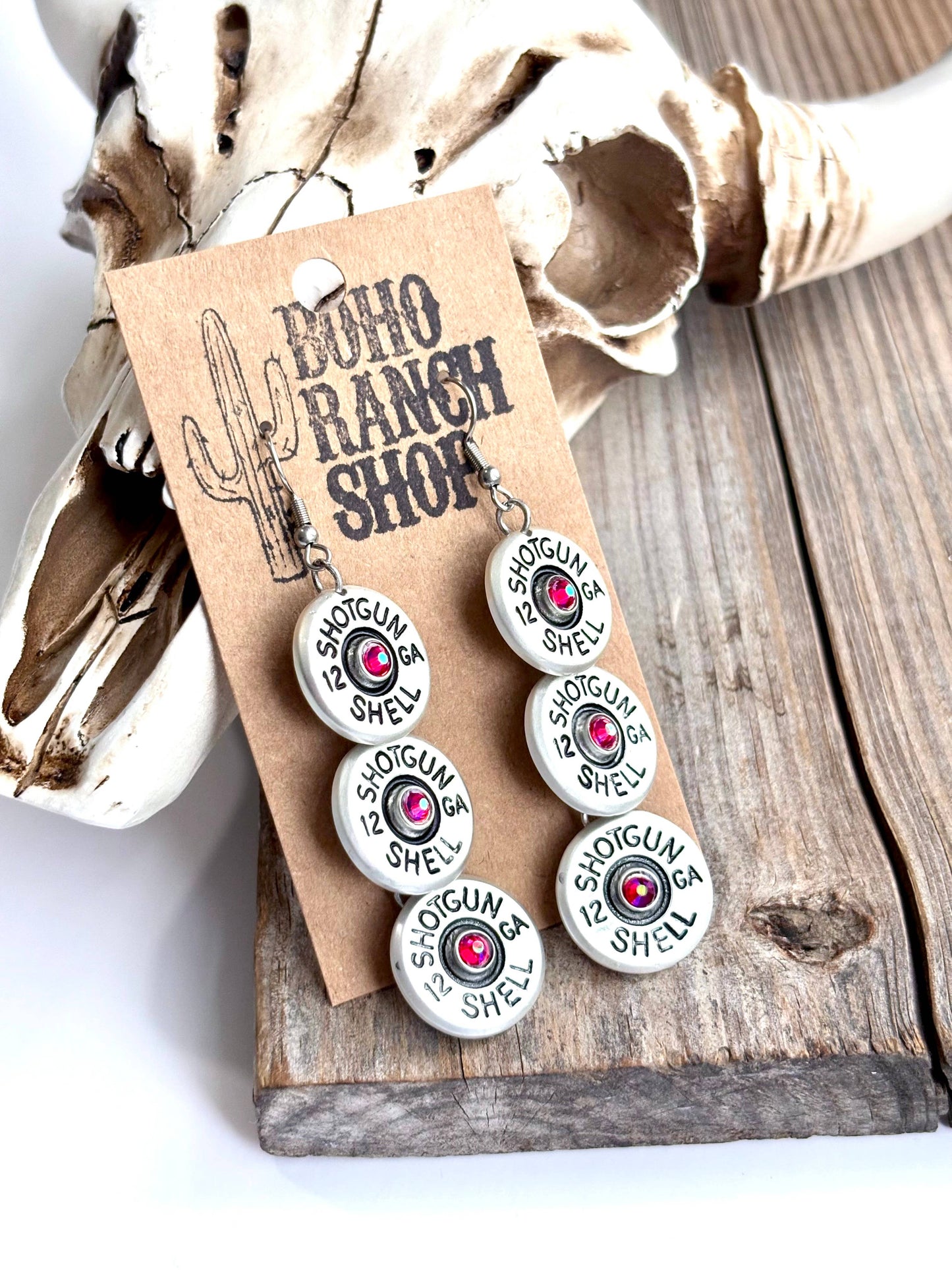 3 Tier Shell Stone Drop Dangle Earrings