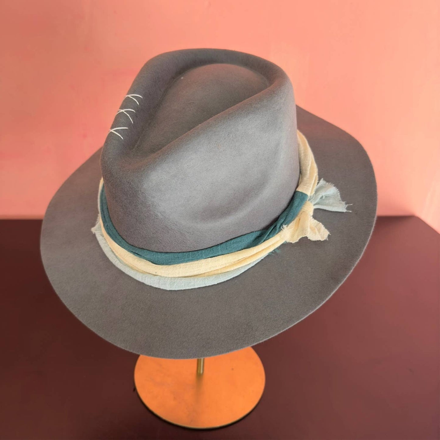 Wool Rancher Hat layered ribbon artisanal