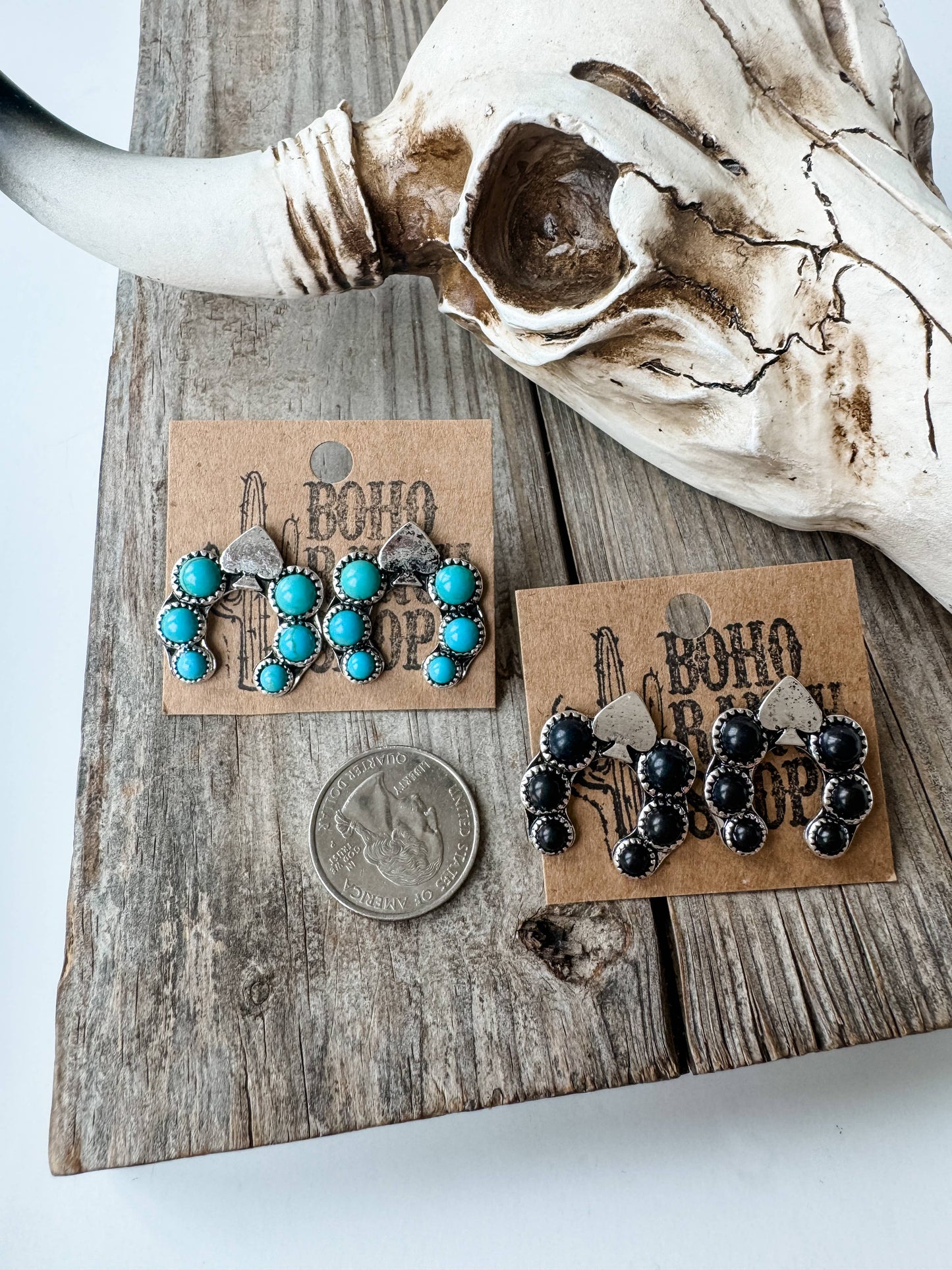 Western - Spade Clover - Squash Blossom Earrings 