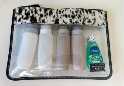 Cowhide Clear Toiletry Makeup Bag