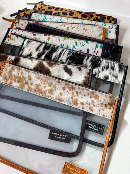 Cowhide Clear Toiletry Makeup Bag