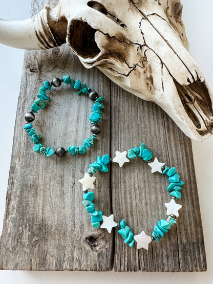 Turquoise Star Stretch Stackable Bracelet Set