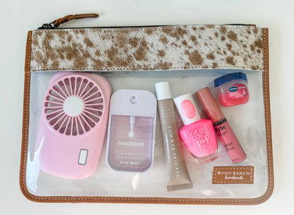 Cowhide Clear Toiletry Makeup Bag