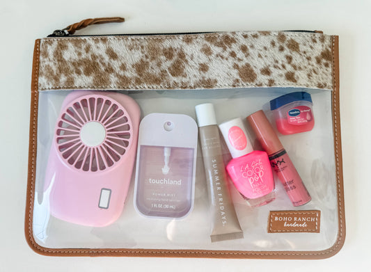 Cowhide Clear Toiletry Makeup Bag