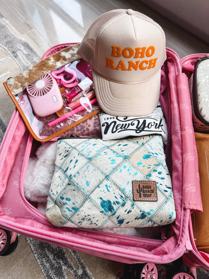 Cowhide Clear Toiletry Makeup Bag