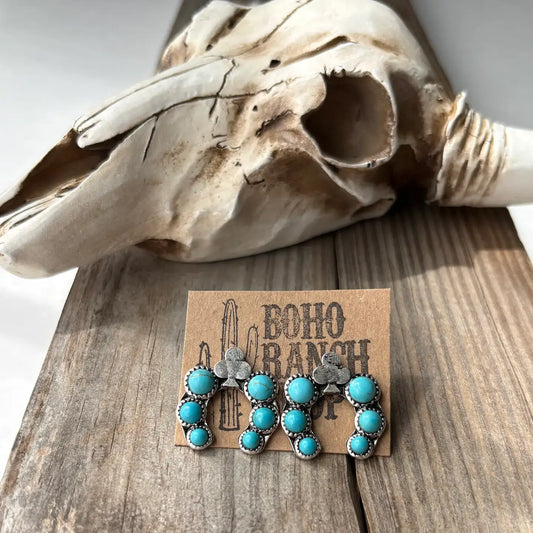Western - Spade Clover - Squash Blossom Earrings 