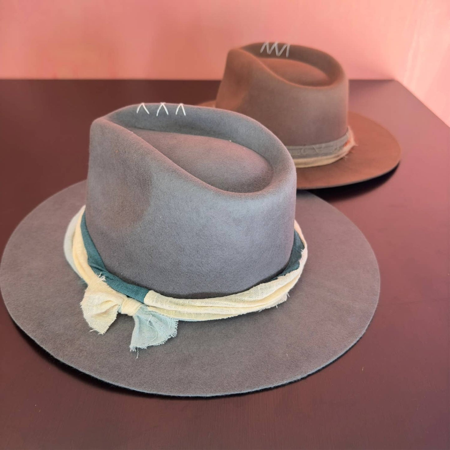 Wool Rancher Hat layered ribbon artisanal