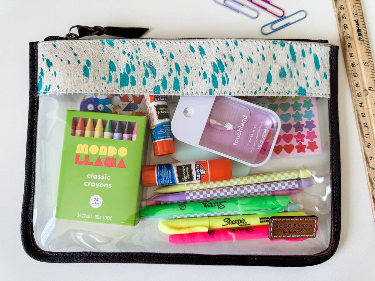 Cowhide Clear Toiletry Makeup Bag