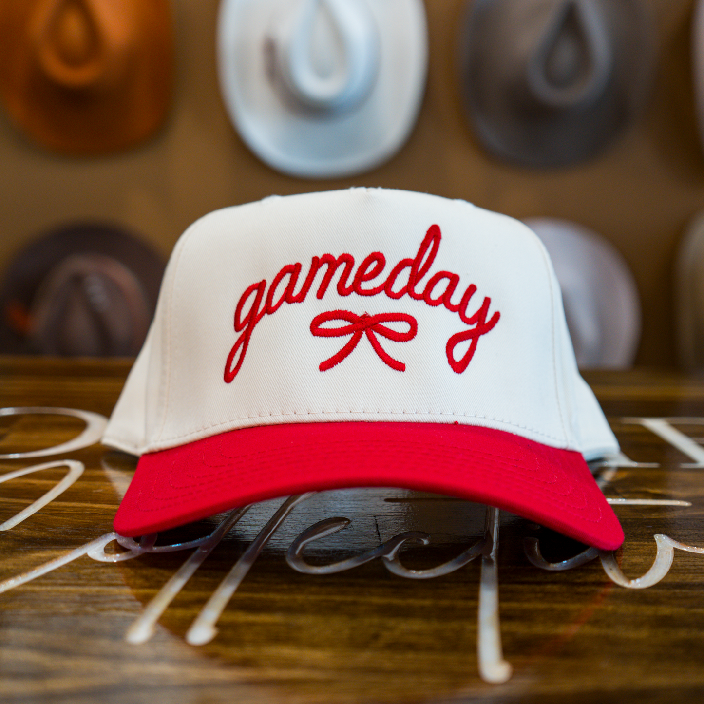 Embroidered Game Day Bow Hat