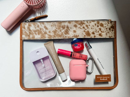 Cowhide Clear Toiletry Makeup Bag