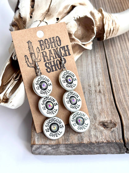 3 Tier Shell Stone Drop Dangle Earrings
