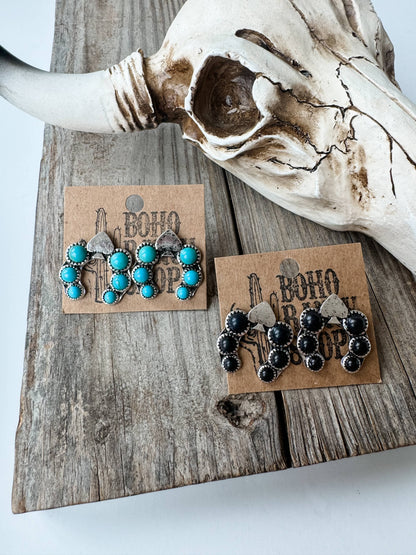 Western - Spade Clover - Squash Blossom Earrings 