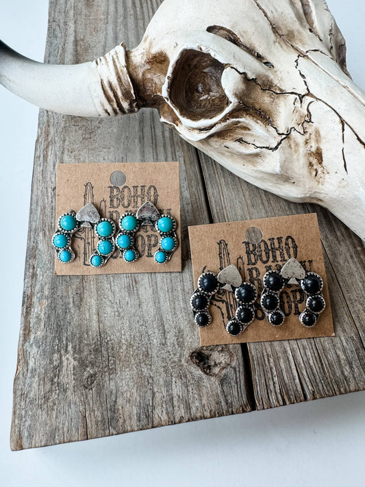 Western - Spade Clover - Squash Blossom Earrings 