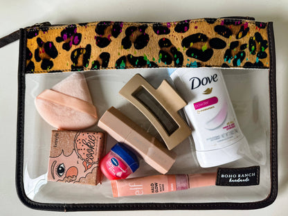 Cowhide Clear Toiletry Makeup Bag