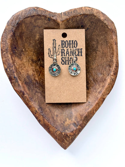 Western Shell Turquoise Stone Earrings