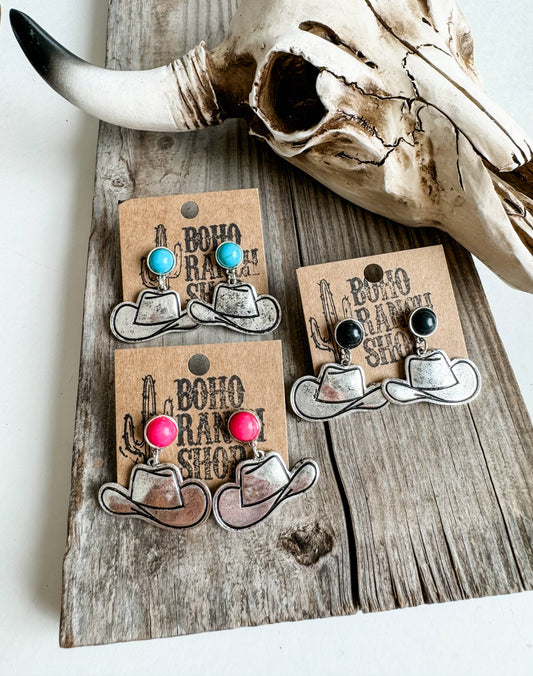 Western Cowboy Hat Post Earrings