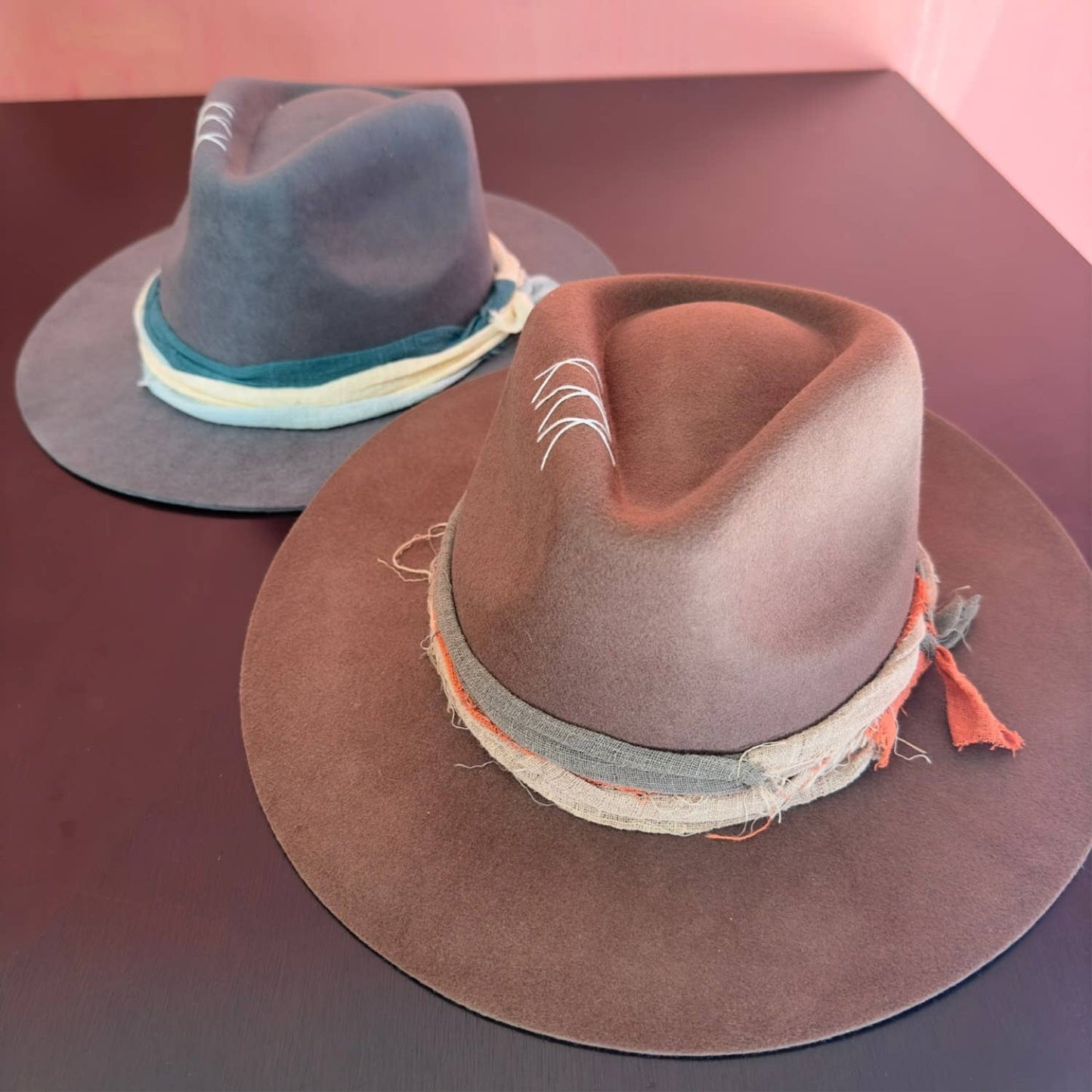 Wool Rancher Hat layered ribbon artisanal