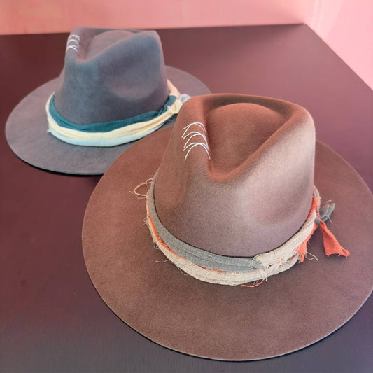 Wool Rancher Hat layered ribbon artisanal