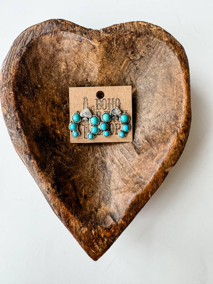 Western - Spade Clover - Squash Blossom Earrings 
